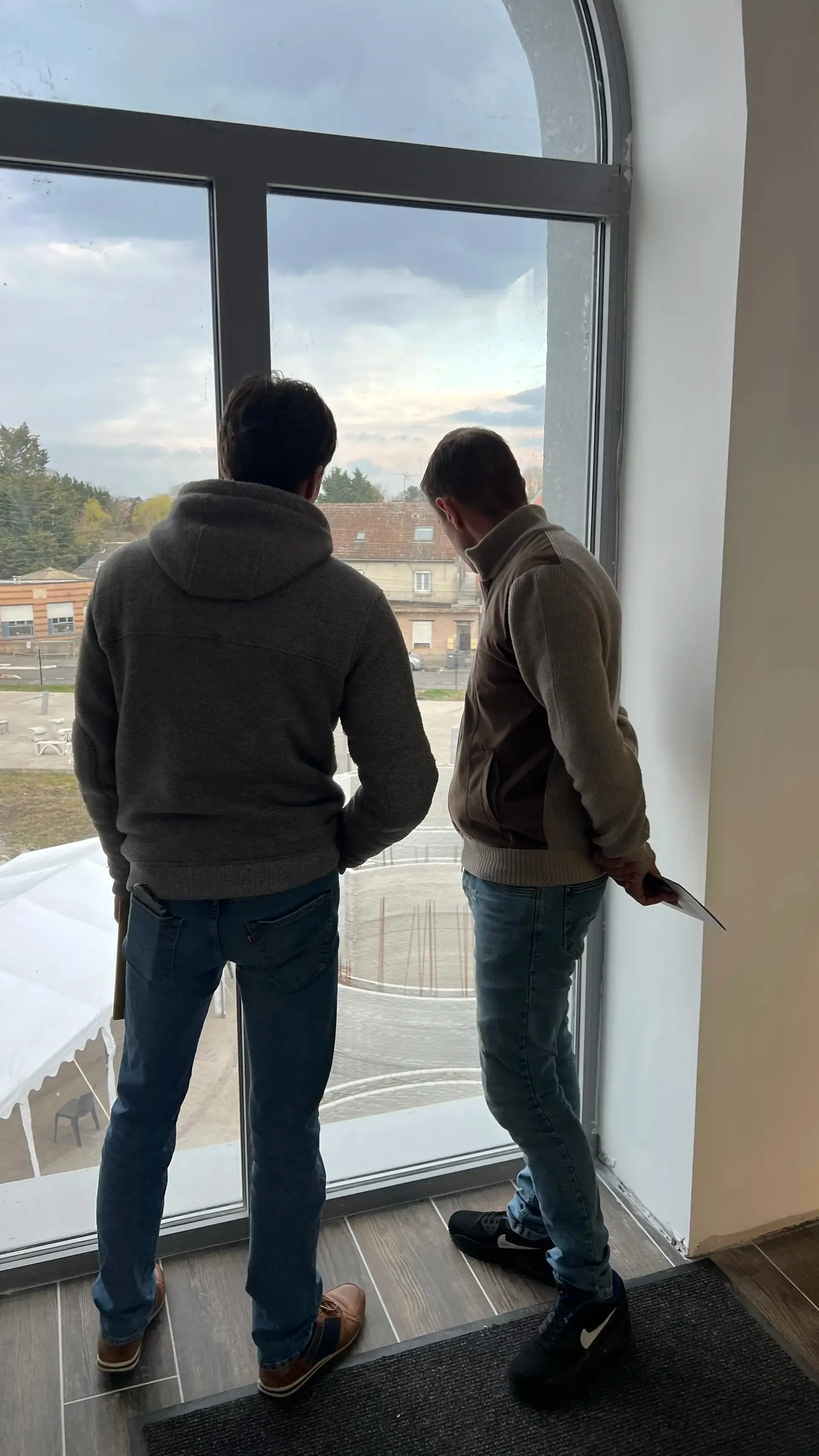 Two Visitors Inside the Tower