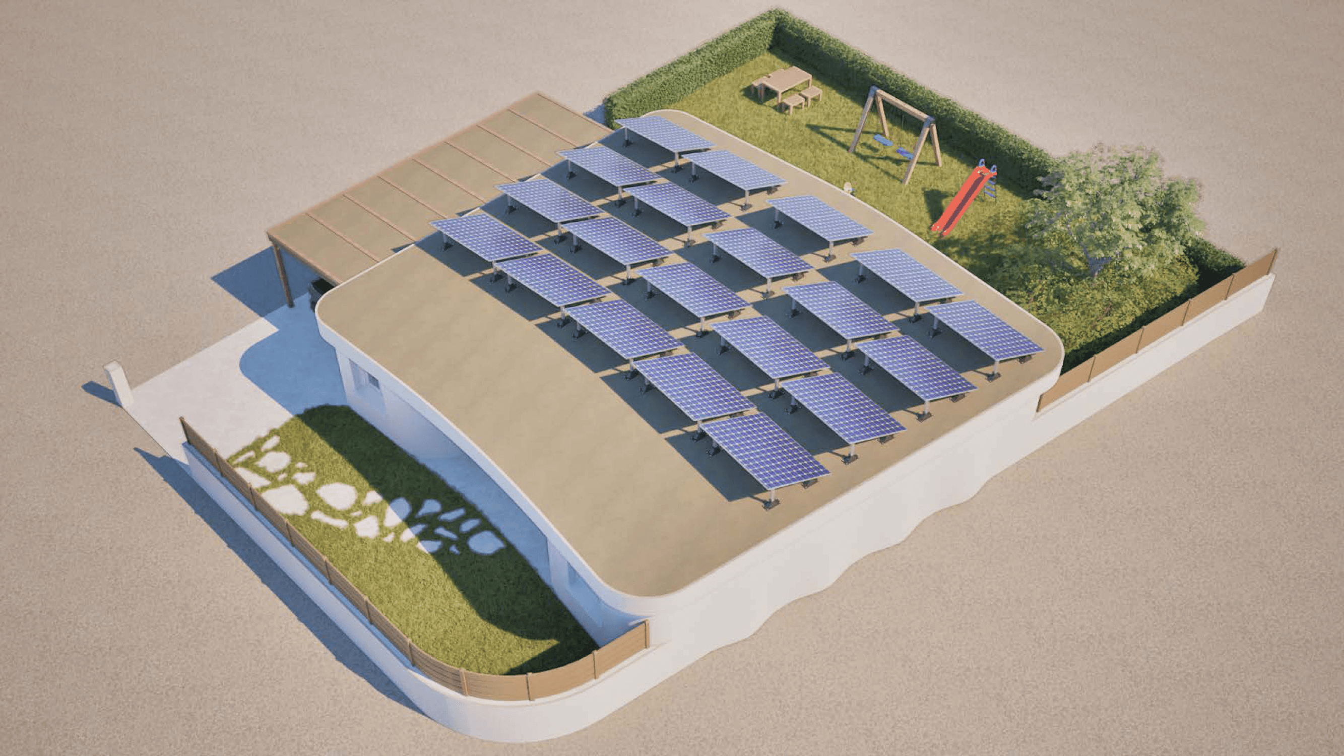 Le toit plat facilite l'installation de panneaux photovoltaïques